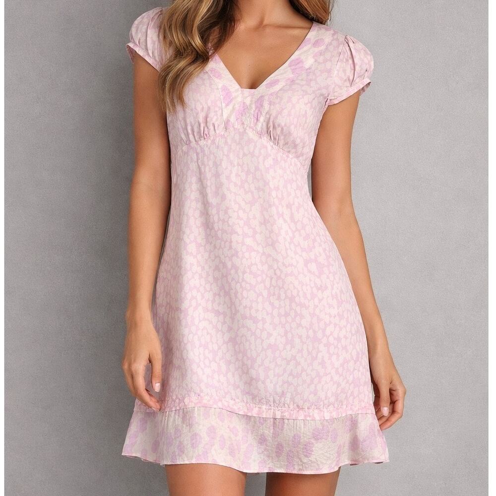 United Colors of Benetton Pink Babydoll Dress Women XS Coquette Mini Soft Girl